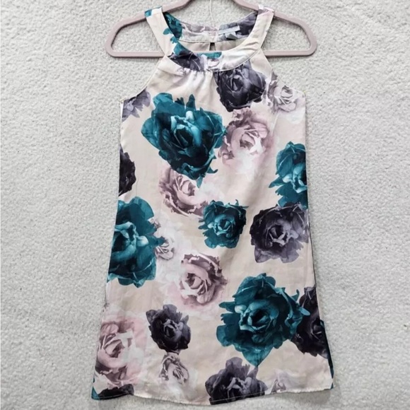 H&M Dresses & Skirts - H M Women Dress 8 Beige Floral Print 100% Polyester Halter A Line Mini Length